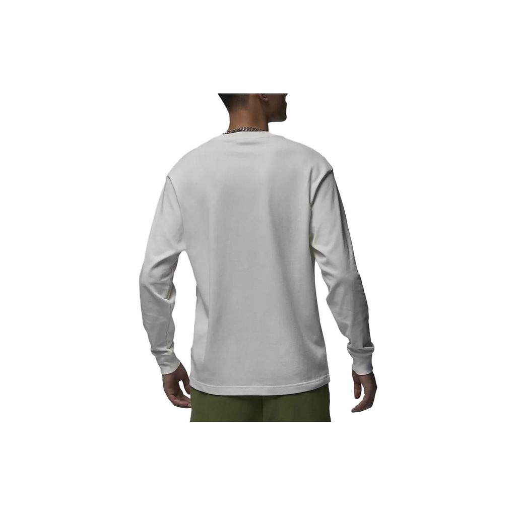 Jordan Wordmark Solid Round Neck Sports Long Sleeve T-Shirt Men Tops Sail-White FJ0703-133