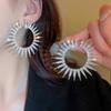Exaggerated Circle Geometric Earrings - Sunflower Design Minimalist Luxury Niche Fashion Earrings