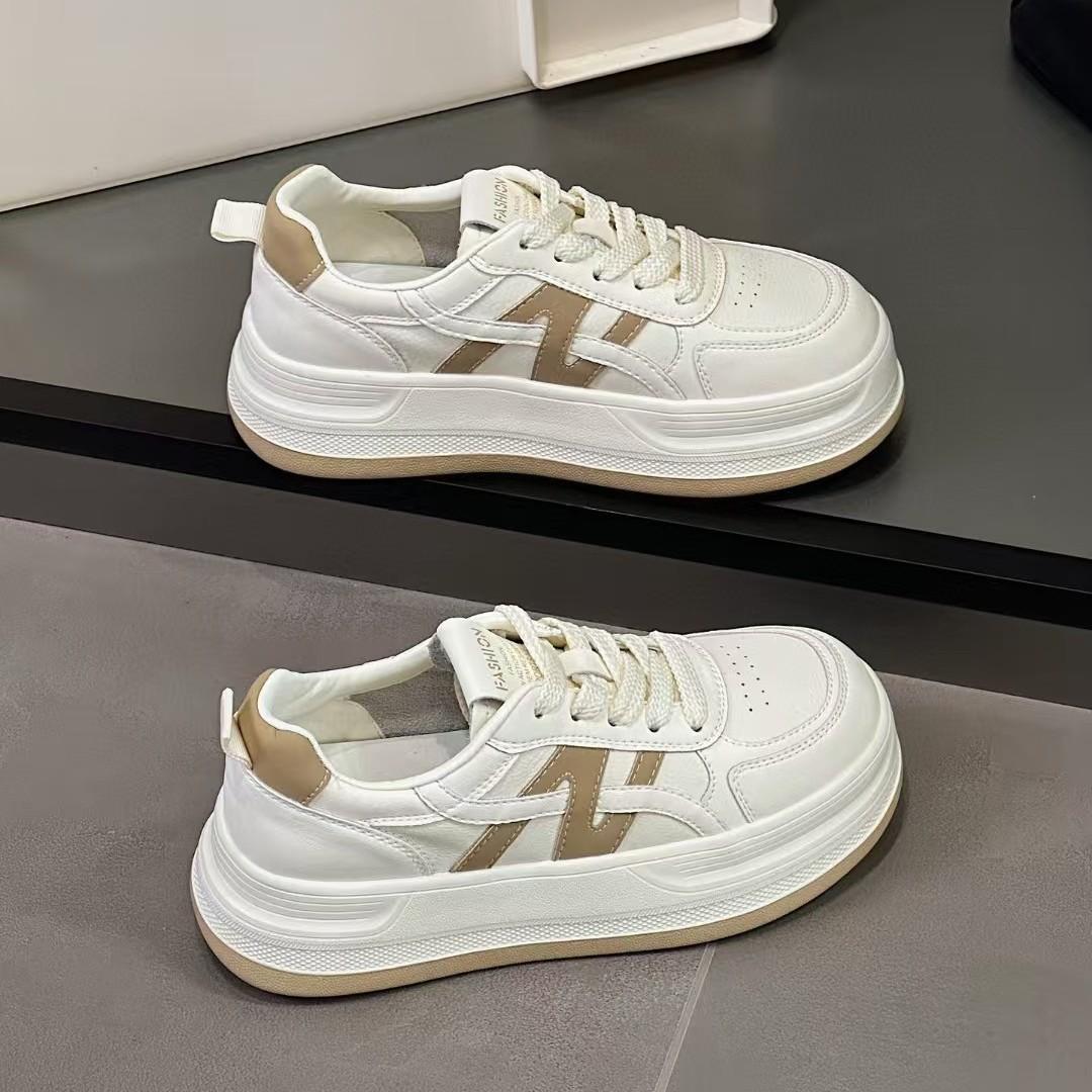 

Platform white shoes women s new leather versatile sports and leisure shoes comfortable soft sole lightweight panda board shoes 35