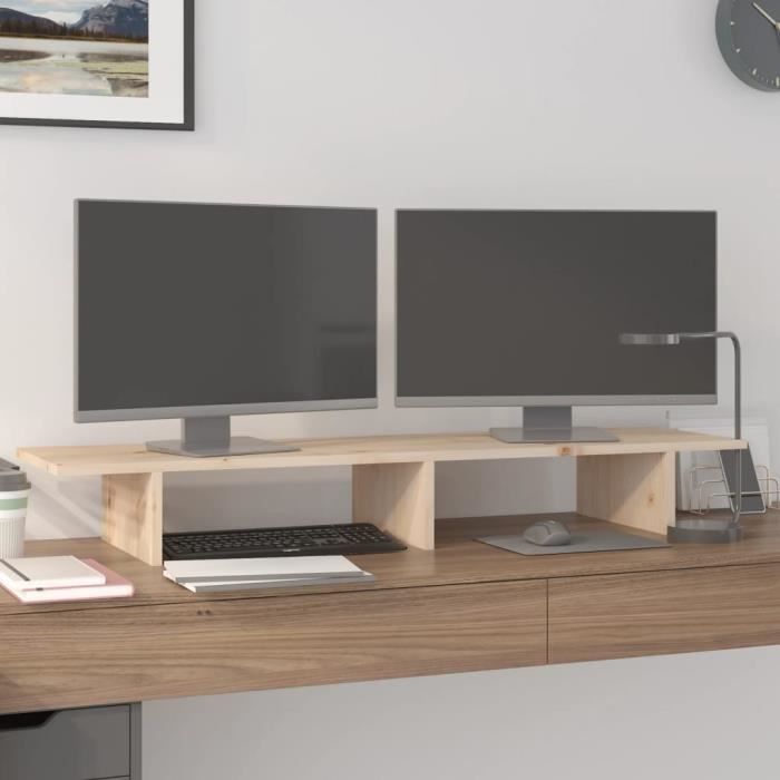 VidaXL Monitor Stand 100x27x15 Cm Solid Pine Wood 813979