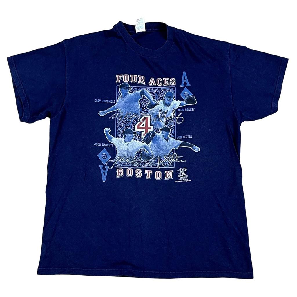 2011 Boston Red Sox Four Aces Blue T-Shirt Size Large