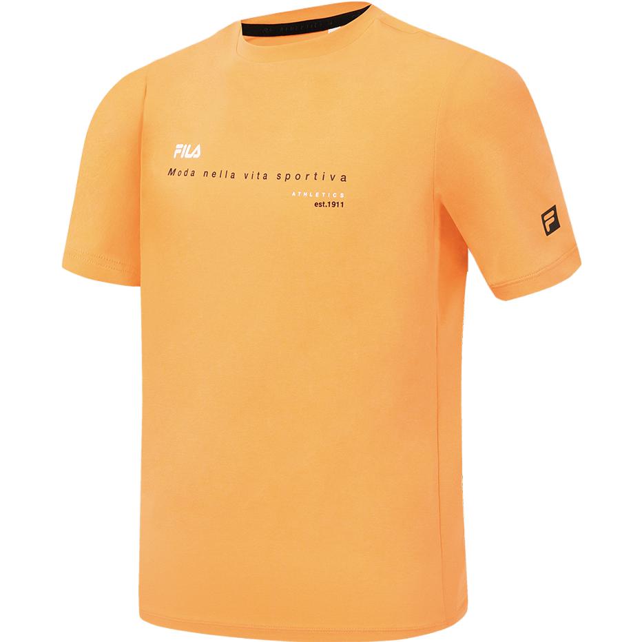

Fila Логотип Спорт Фитнес Простой Вязаный Пуловер Круглый Вырез Футболка с Коротким Рукавом Мужские Футболки Светло-Оранжевый A11M321109F-OR XXL