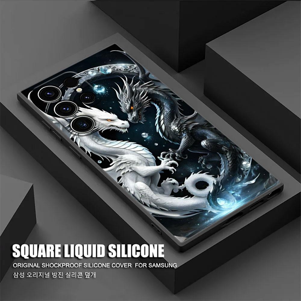 Cute Black White Dragon S26Ultra Case For Samsung Galaxy S26 S25 S24 S23 S20 S21 FE S22 Ultra S25 Plus 5G Cases Soft Phone Cover