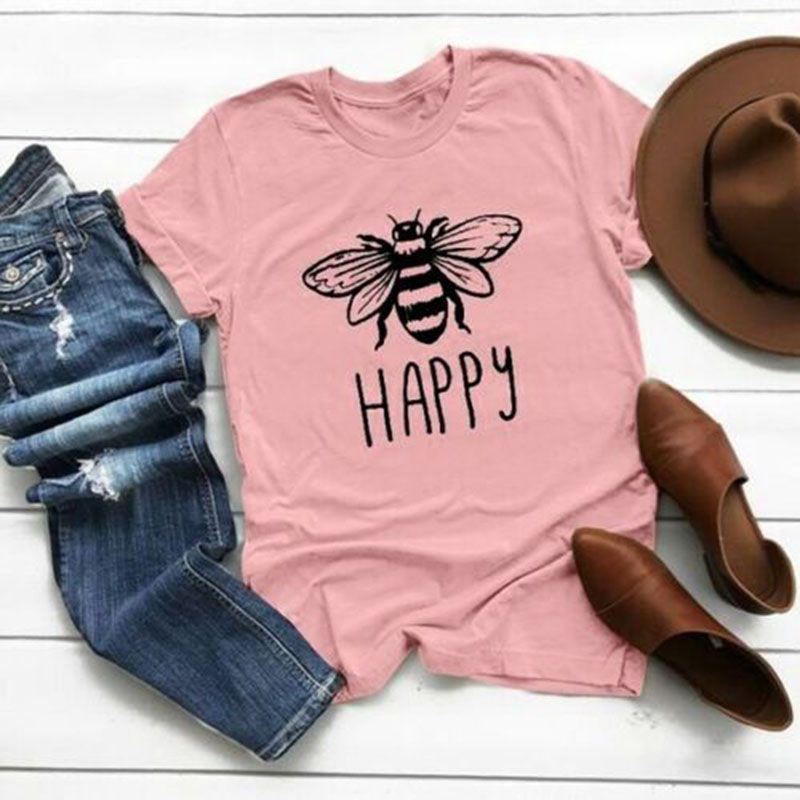 Women Graphic Bee Print T Shirts Cute Soft Loose Fit Summer Casual Tee Sizes S 5xl
