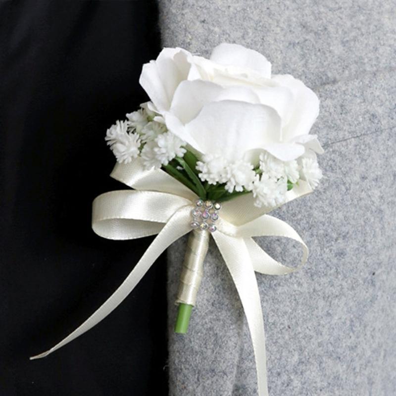 6 Stück Realistischer Seidenblumen-Anstecker Hohe Simulation Seidenrosen-Ansteckblume für Bühnenauftritte und Hochzeitsfeiern