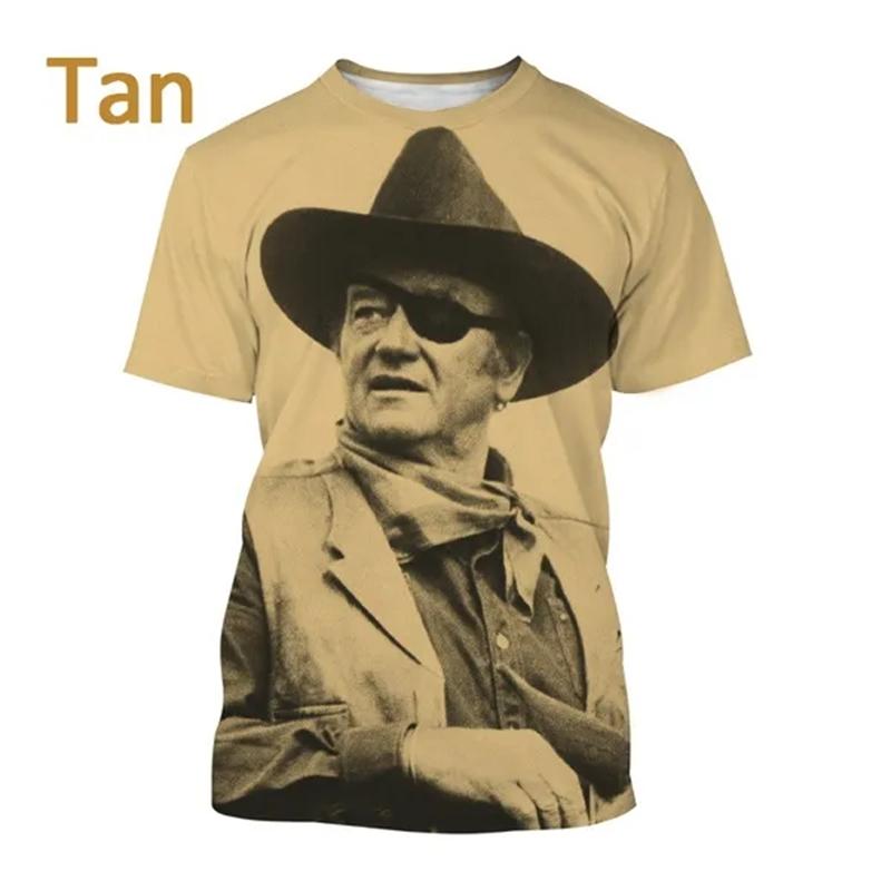 3D Printed John Wayne Graphic T-Shirt Fashion Personality Unisex Hip Hop Street Style Casual Round Neck Short Sleeve T Shirt Top