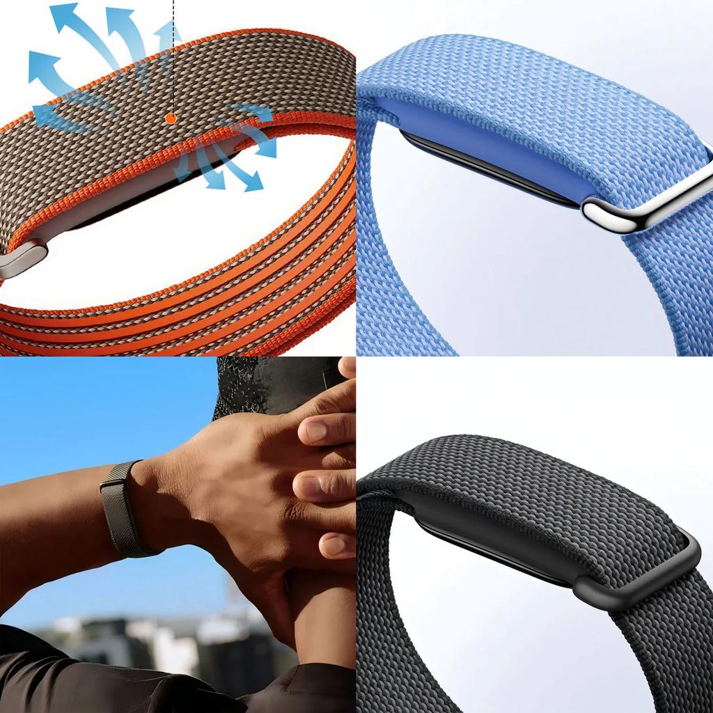 Correa oficial de bucle de nailon+silicona para Google Fitbit Air Pulsera transpirable para muñeca para Google Fitbit Air Accesorios de correa