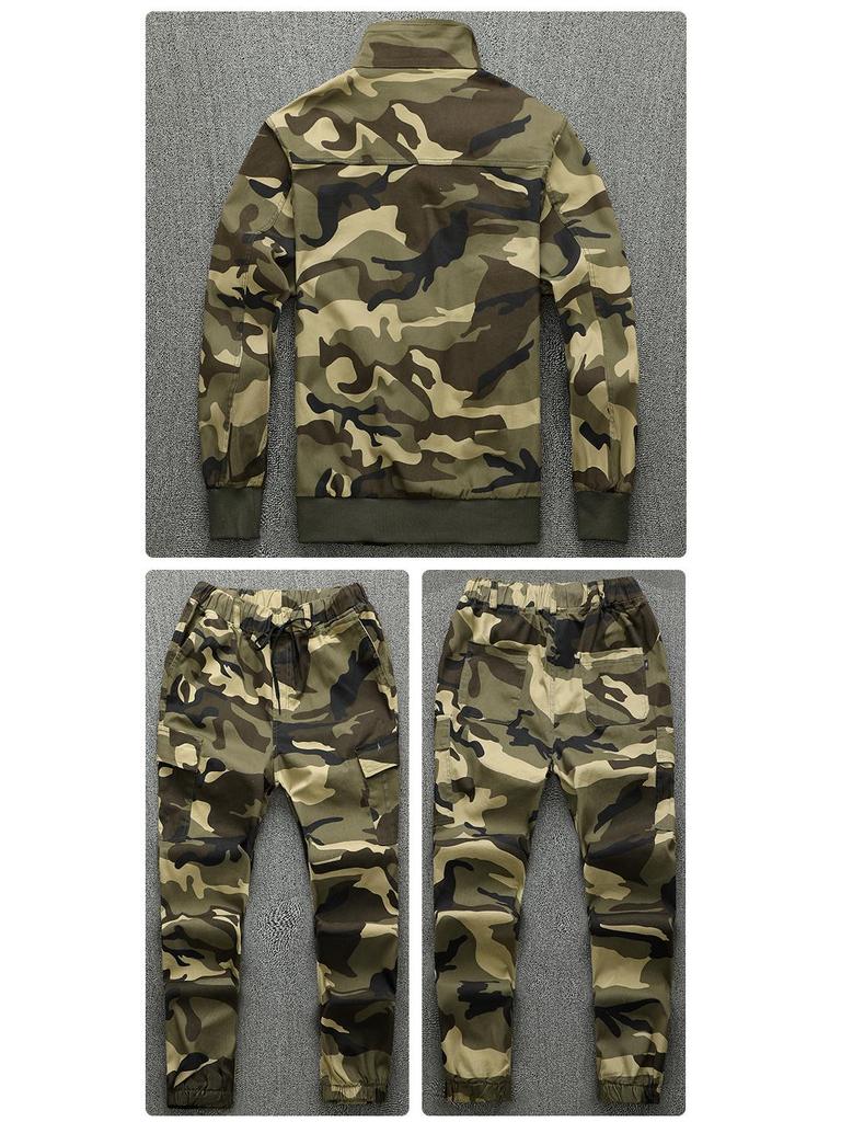 Men's Spring/Autumn Camouflage Work Suit - Pure Cotton, Elastic Labor Protection Wear