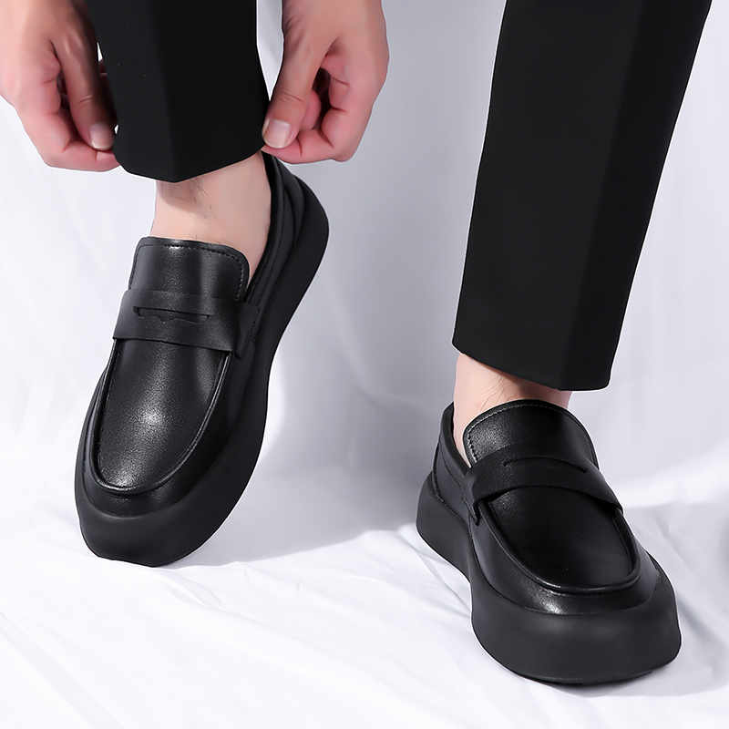 Fashion Rubber Sole Legitimate Leather 45 Men's Shoes Vulcanize Male Loafers Sneakers For Men Brand Sports Snackers Hand Made