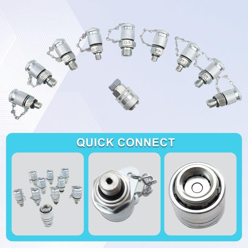 10 Pcs NPT 1/4 Test Connector Hydraulic Pressure Gauge Fittings G3/8 G1/8 G1/4 M10x1 M10x1.25 M14x1.5, UNF 7/16-20, UNF 9/16-18