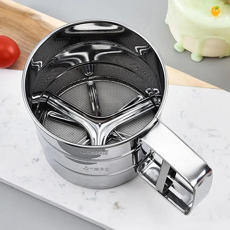 Bakekvern Matsiler Pulver Rustfritt Stål Håndholdt Gjenbrukbar Sikt For Mel Kopp Ristere Kjøkken Bakeverktøy