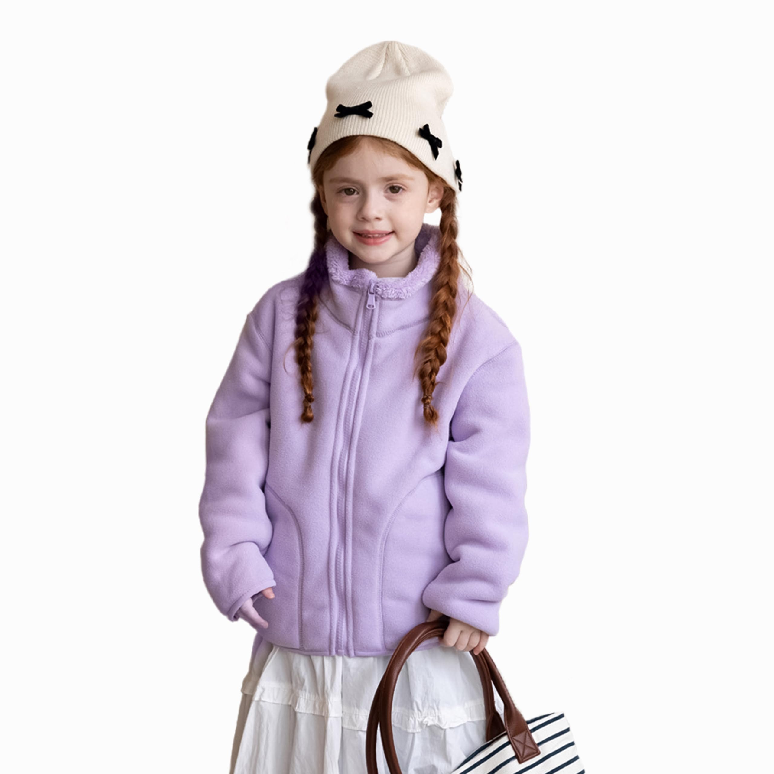 

Miipat Флис Теплый для Холодной Идеально для и На улице Размеры Размер Детская Куртка, С начесом, Верхняя одежда, На подкладке из боа, Погода, Школа, Домашняя одежда, фиолетовый