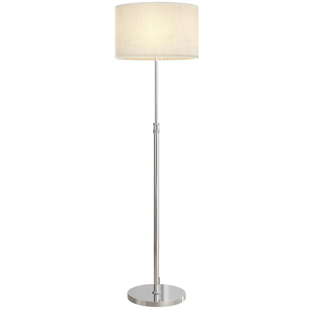 Floor Lamp Dimmable with Linen Shade E27 Height-adjustable Beige