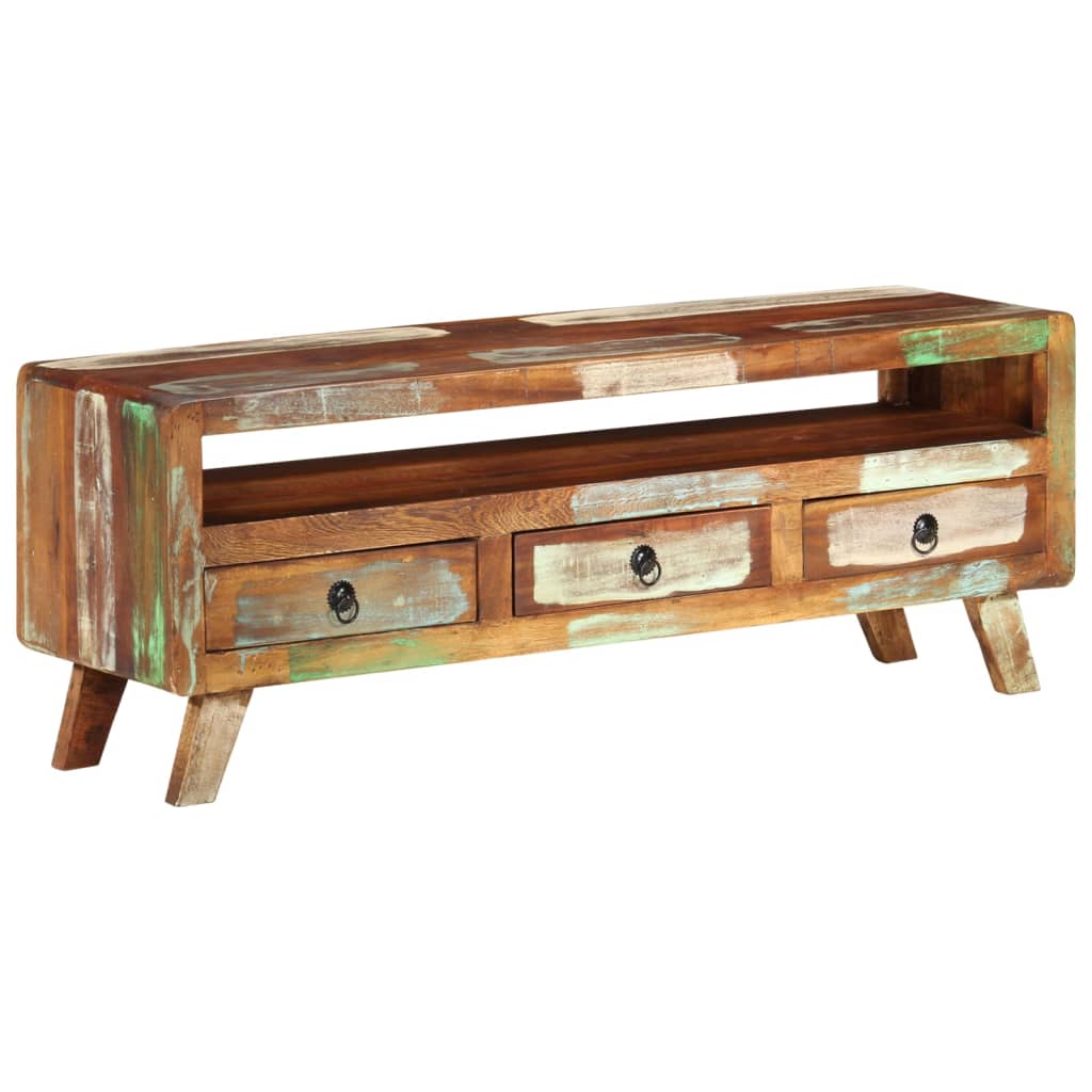 TV Cabinet Multicolored 110 X 30 X 40 Cm Solid Reclaimed Wood
