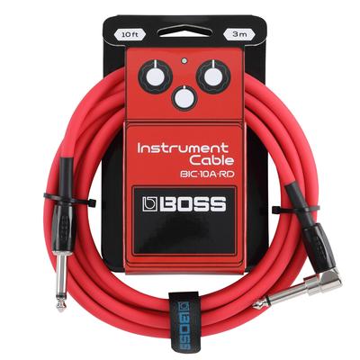 BOSS Guitar To Braided Cable BIC-10A-RD Cable, Red, 3m, L-Shaped Straight, Oxygen-Free