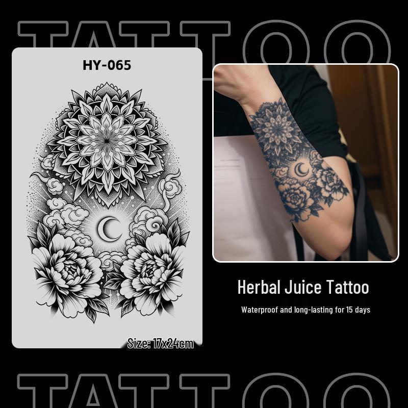 Japanese Traditional Tattoo Waterproof Sticker: Men's Long-lasting Floral Arm Pattern.