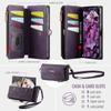 Para Samsung Galaxy A57 Funda tipo cartera Cubierta abatible de cuero PU Bloqueo RFID Cremallera Ranuras para tarjetas Soporte plegable Correa de muñeca Funda