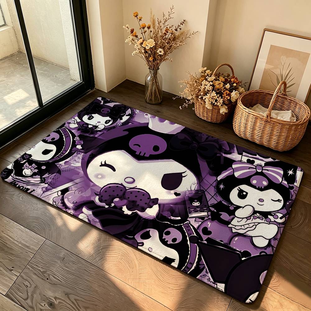 Kawaii K-Kuromi Cute Carpet Bathroom Anti-slip Mat Door Mat Home Decoration Mat Entrance Door Mat Scratch-resistant Door Mat