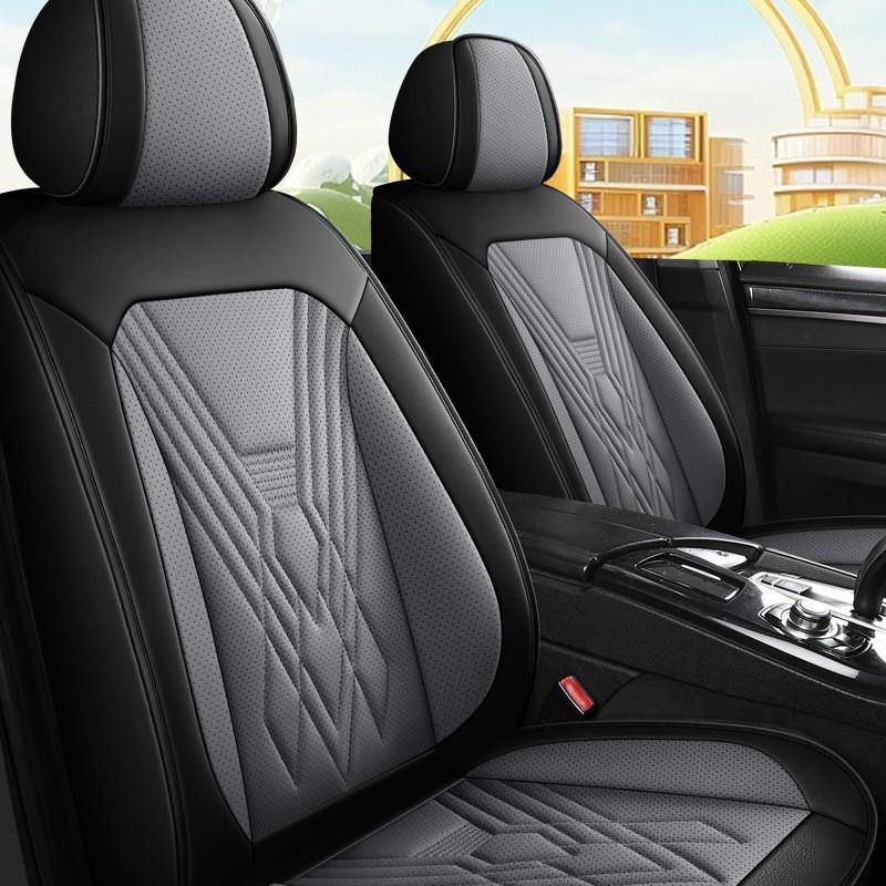 Universal Full Leather Car Seat Covers for All Seasons - Five Seats, Full Coverage with Backrest Cushion