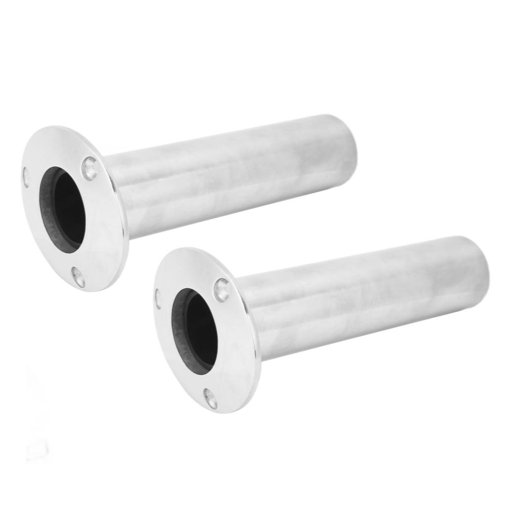 2Pcs Fishing Rod Holders Support Stainless Steel Heavy Duty Fishing Pole Holders with Draining Tube Liner 90 Degree for