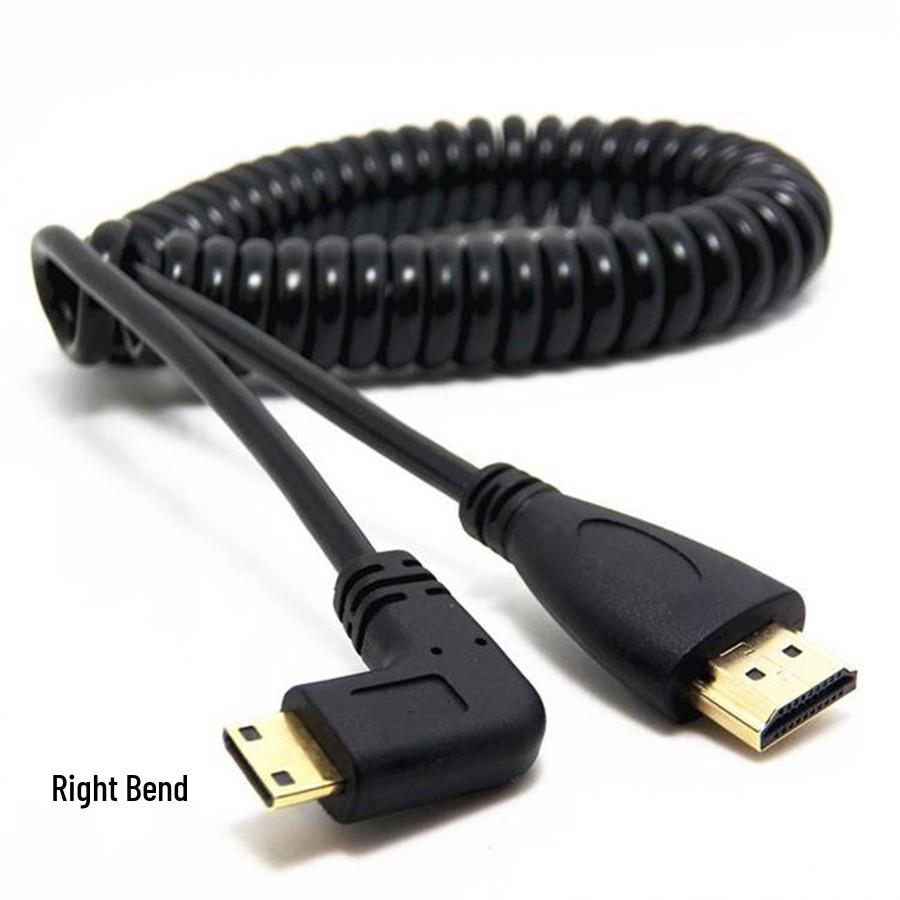 Mini 90° HDMI to HDMI HD Spring Cable for DSLR Cameras to TV