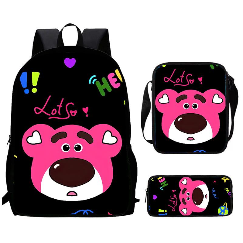 Strawberry Bear School Bag High Definition Printing Multi-Function Oxford Lightweight Backpack