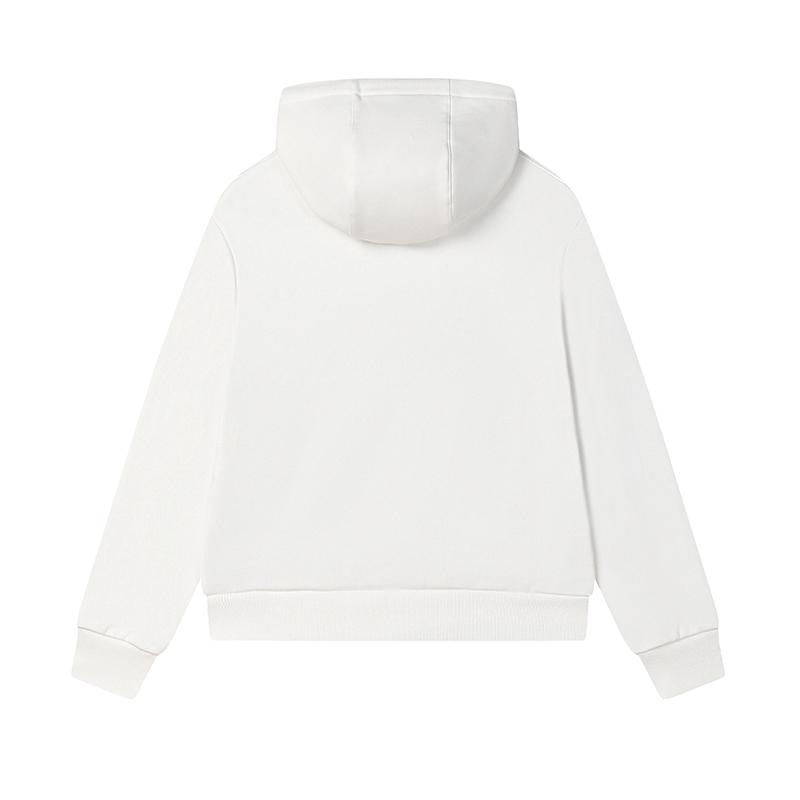 Fila Classic Versatile Fleece Hooded Sweatshirt Women Tops Cloud-Mushroom-White F11W519218FWT