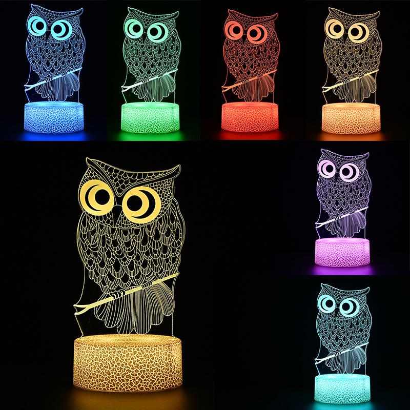 Lampe de Table de Bureau à Interrupteur Tactile Mode Enfant Hibou 3D Veilleuse LED Décoration de Chambre à Coucher Cadeaux de Noël