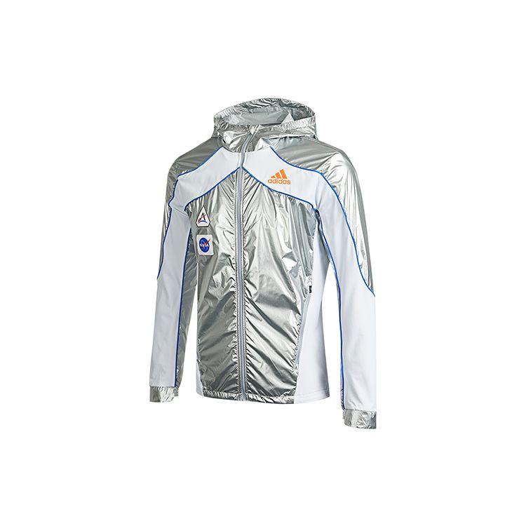 Adidas Space Jacket Running Hooded Sportswear Men Outerwear Silver GK8816