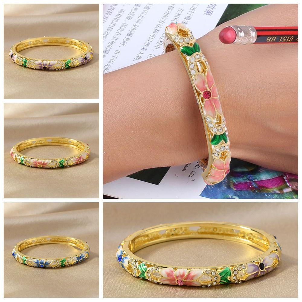Enamel Chinese Cloisonne Bracelet Double Bangle Women's Hand Bracelet Jewelry Gifts