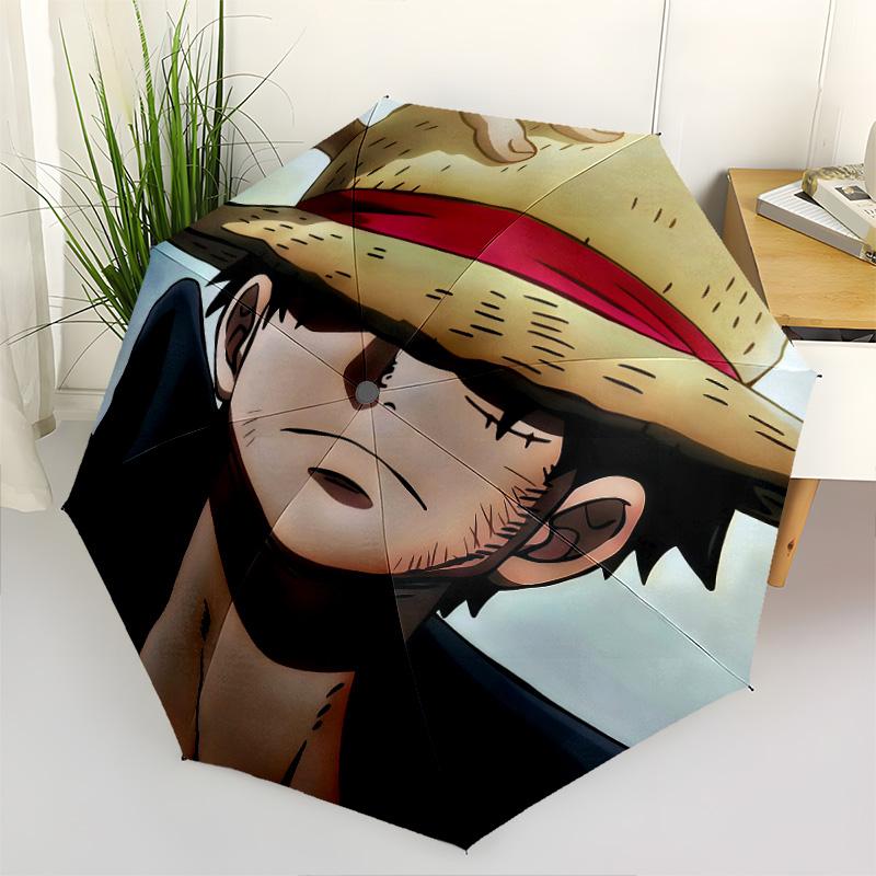 1 PC Automatic Folding Umbrella - One Piece Monkey D Luffy Pattern Portable Foldable Design With 8 Ribs Christmas Birthday Gifts