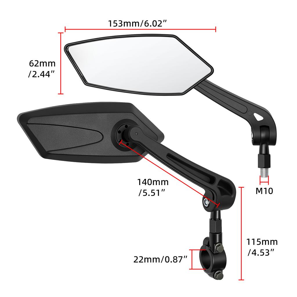 Universal Motorcycle Handlebar Clamp Mirror 360° Rotation Rearview Mirror M10 10mm Screw Bicycle Handle Bar Reflective Mirrors