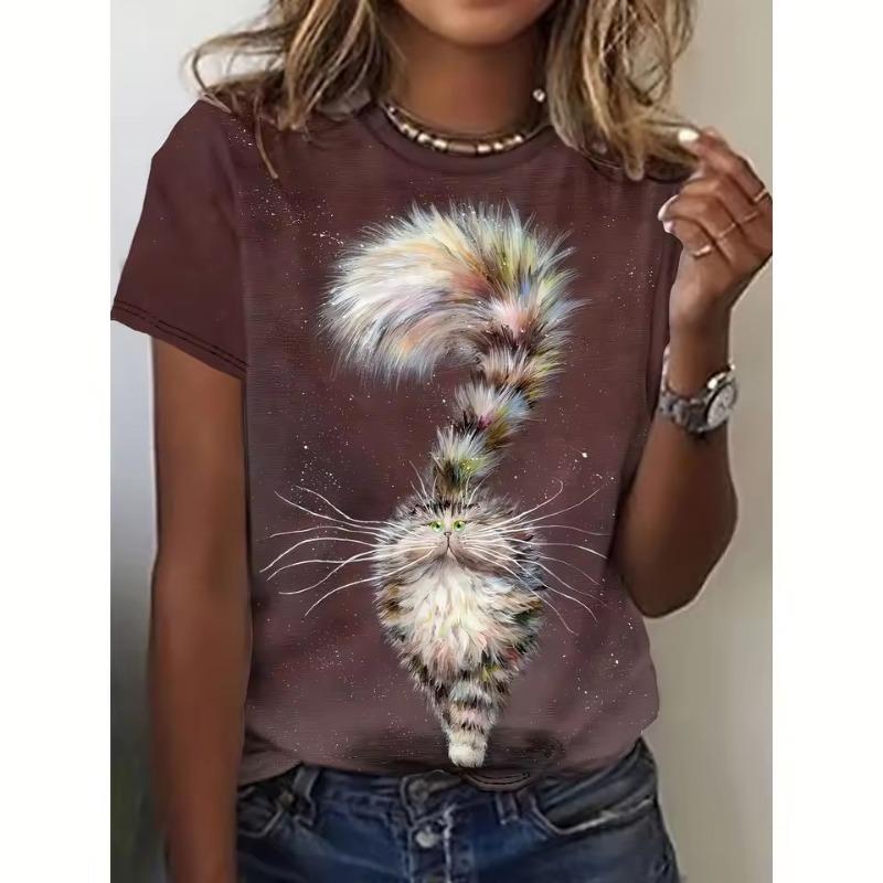 Fashion Female T Shirt Summer Short Sleeve T-Shirts Aniaml Pattern 3D Print Casual O-Neck Pullover Women's Oversized Clothing