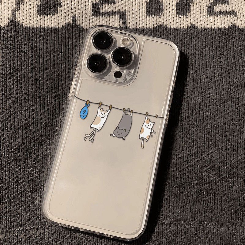 

Cute Three Cats Colorful Heart Pattern Design Protective Cover for iPhone 17 16 15 14 13 12 11 16E Series Pro Max Plus iphone 17 Pro