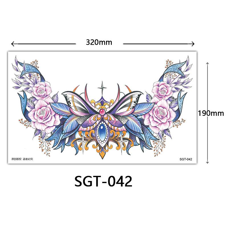 Flower Chest Tattoo Sticker, Chest Tattoo Sticker, Color Half Nail Large Picture Tattoo Sticker