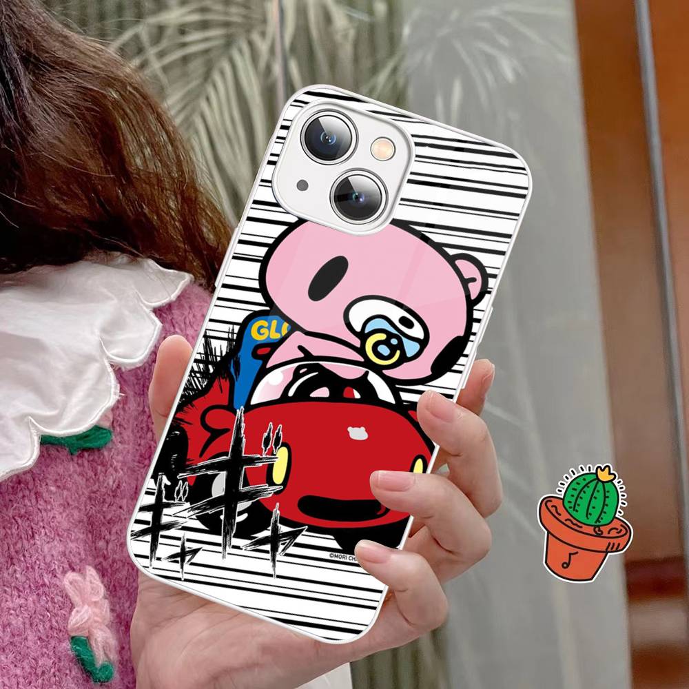 Cute G-Gloomy B-Bear For IPhone 14 13 12 Mini 11 Pro XS Max X XR 14 Plus Tempered Glass Cover