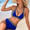 European & American High-end Lace Bikini: Women's Sexy Solid Color Split Swimsuit