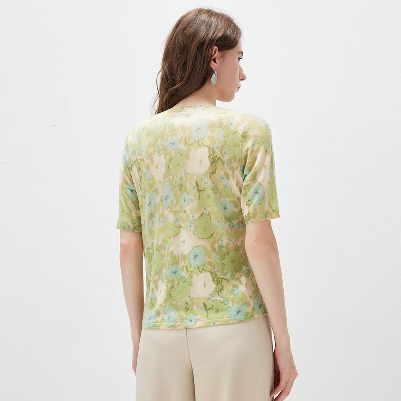 Komom Boca 2026 Frühling/Sommer Grünes Print Gestricktes T-Shirt