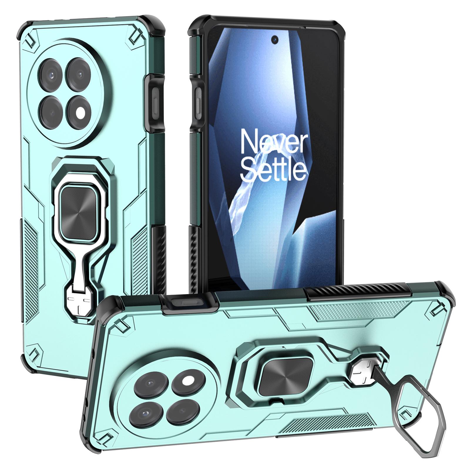 

For OnePlus 13R 5G Case Rotatable Ring Kickstand PC+TPU Shockproof Phone Cover Green