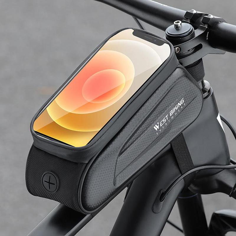 West Biking 7,0 Zoll Fahrrad-Telefon-Touchscreen-Tasche, reflektierende Oberrohrtasche aus Eva-Hartschale, wasserabweisende Vorderrahmentaschen