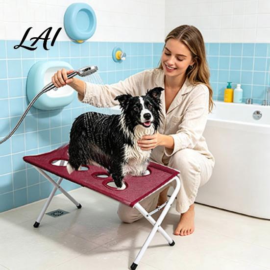 Dog Grooming Hammock Stand Stand Foldable Cat Bath 8-Hole Pet Mesh Bathing Sling Washing Station for Small Medium Dogs Nail Trimming And Professional