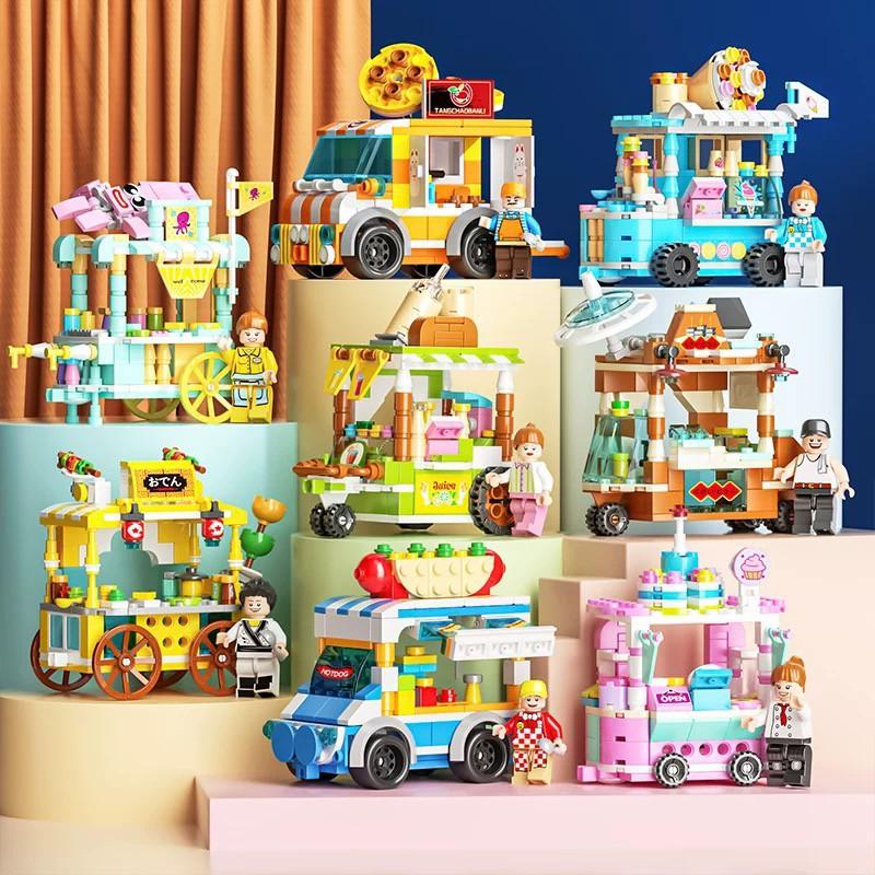 208pcs Mini City Street View Building Blocks McDonald's House Model Building Blocks Compatible with Children's Educational Toys