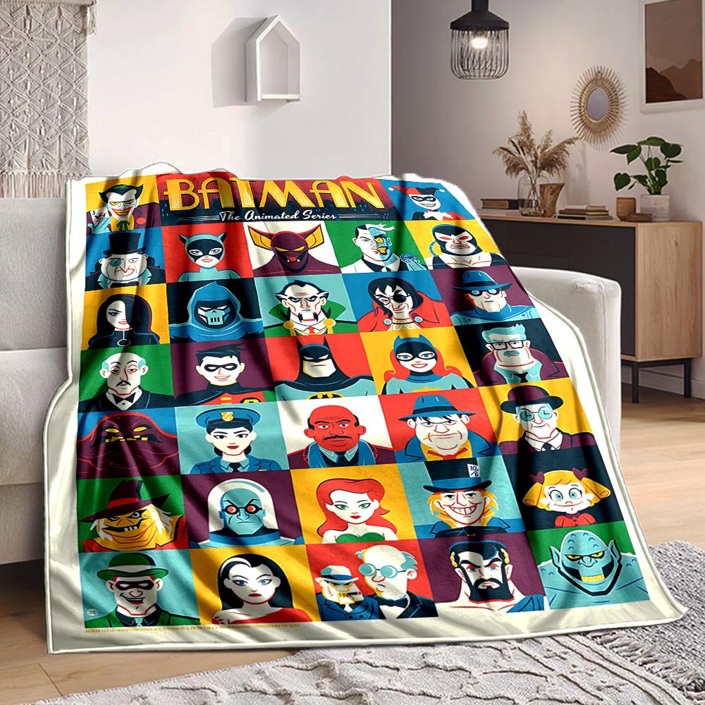 1pc Batman Animated Characters Flannel Throw Blanket Lightweight Soft Warm All Season Blanket for Sofa, Bed, Travel,L1028104