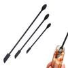 DEVENTORZ Mini Silicone Spatula Long DIY Tool for Wax Stamps Set, Heat-Resistant, Double-Headed, Handle, 3-Piece Set, Cosmetics, Travel, Jam, (Black)