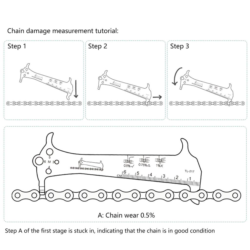 Bicycles Chain Wear Indicators Checker Bicycles Chain Repair Tool Measuring Ruler Cycling Chain Gauge Measurement Ruler
