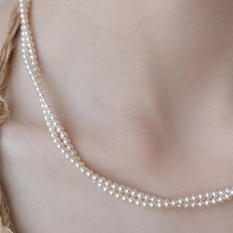 TATIANA Double Pearl Twist Necklace NZ2482
