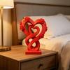 3D Printed Love Shaped Rose Sculpture Exquisite Flowers Heart Table Decoration Stable Base Romantic Desktop Ornaments for Wedding Party Table