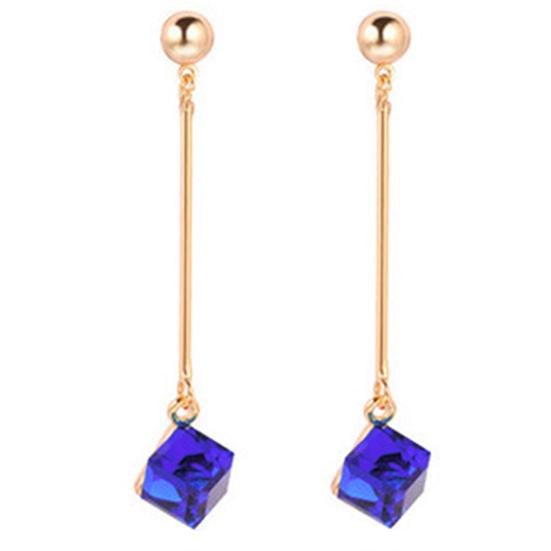 1 Pair Women Fashion Long Dangle Rhinestone  Earrings Eardrops Jewelry for Wedding