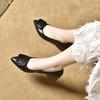 Soft Leather Single Shoes Women's Shallow Mouth Pointed Thick Heel Women's Shoes 2025 New Versatile Mother Shoes Autumn Small Leather Shoes Tide