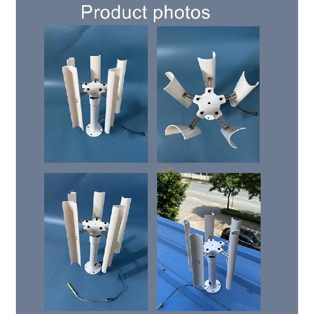Vertical axis five blade wind turbine three-phase permanent magnet generator model windmill
